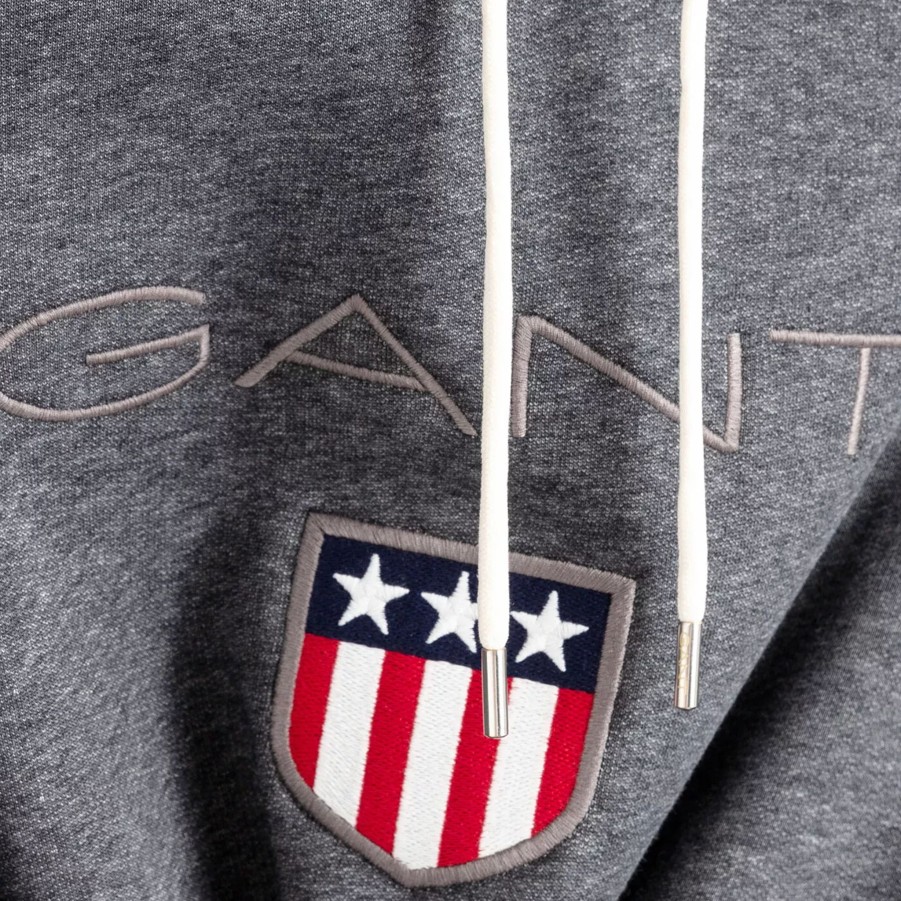 Bluzy Meskie GANT | Meska Bluza Gant Shield Hoodie 276310.91 Granatowy