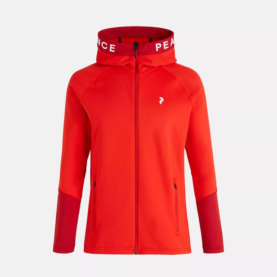 Bluzy Meskie PEAK PERFORMANCE | Meska Bluza Peak Performance Rider Zip Hood G78833010_5Bs Czerwony