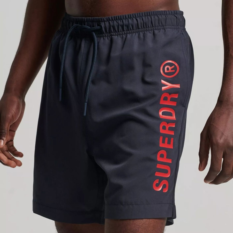 Szorty I Bokserki Kapielowe Meskie SUPERDRY | Meskie Szorty Superdry Code Core Sport 17 Inch Swimshorts M3010215A98T Granatowy