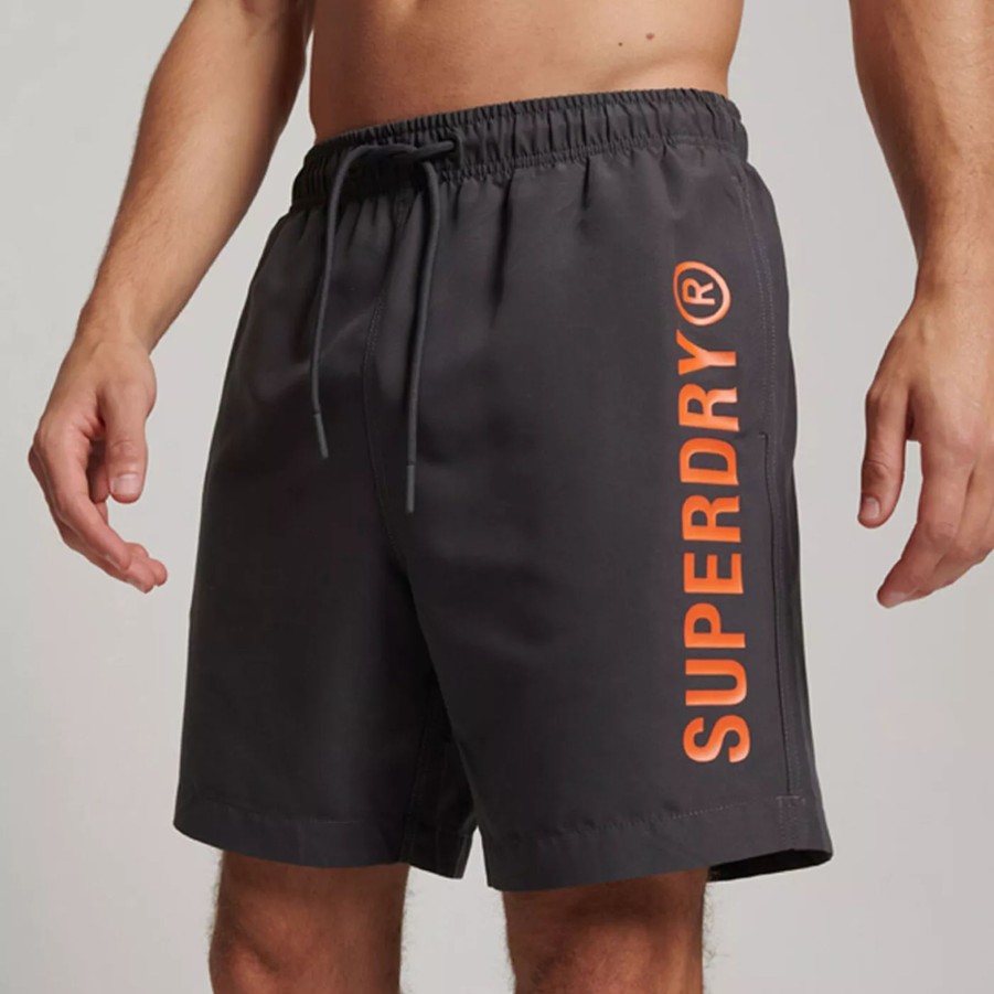 Szorty I Bokserki Kapielowe Meskie SUPERDRY | Meskie Szorty Superdry Code Core Sport 17 Inch Swimshorts M3010215A00Q Szary