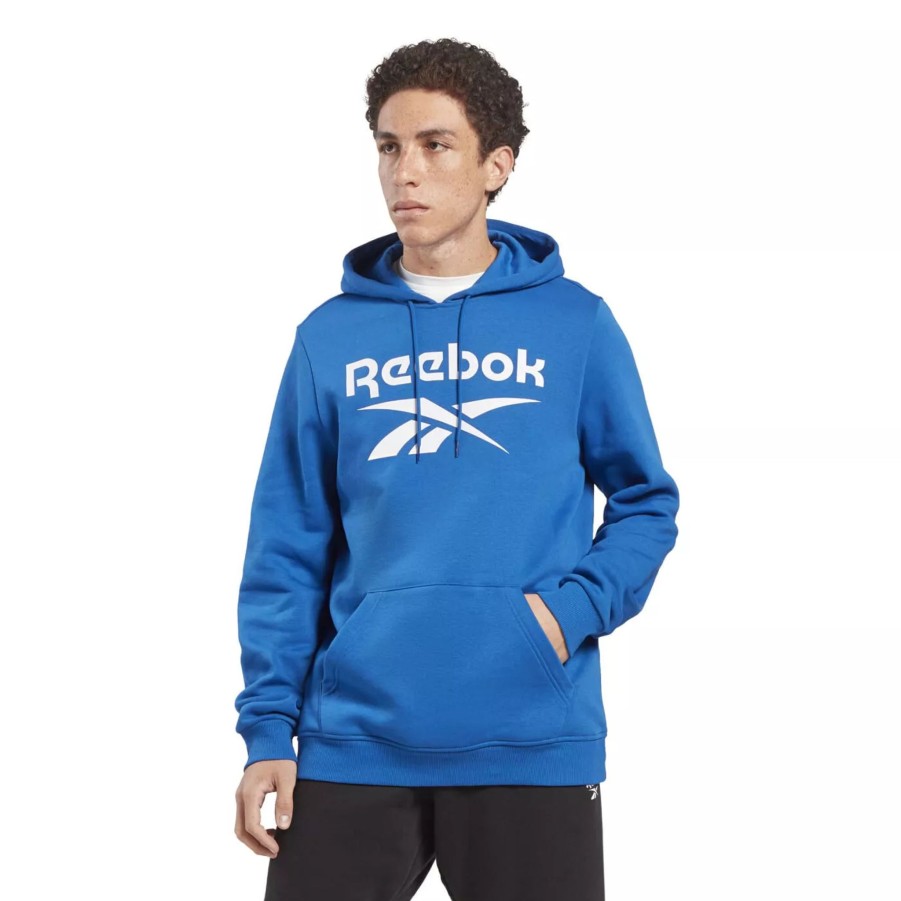 Bluzy Meskie REEBOK | Meska Bluza Reebok Ri Flc Big Logo Hood H54801 Niebieski