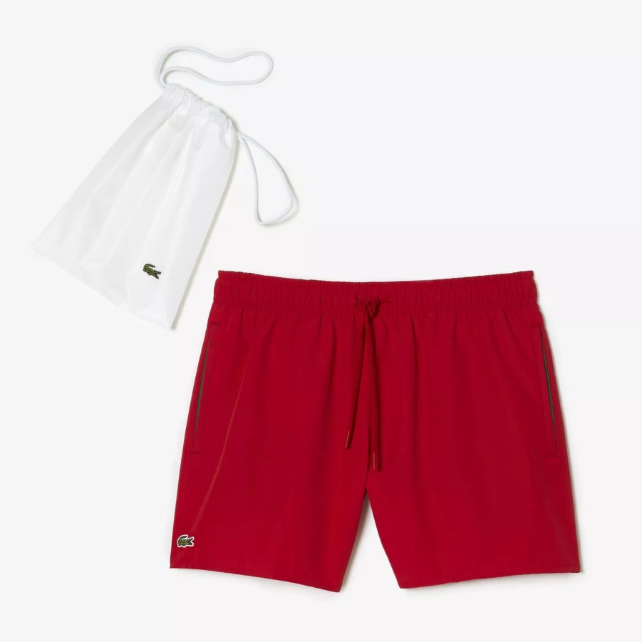 Szorty I Bokserki Kapielowe Meskie LACOSTE | Meskie Szorty Lacoste Swimwear Mh6270.8Un Czerwony