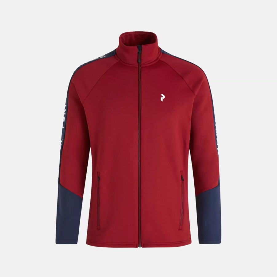 Bluzy Meskie PEAK PERFORMANCE | Meska Bluza Peak Performance Rider Zip Jacket G78831060_Rr1 Czerwony