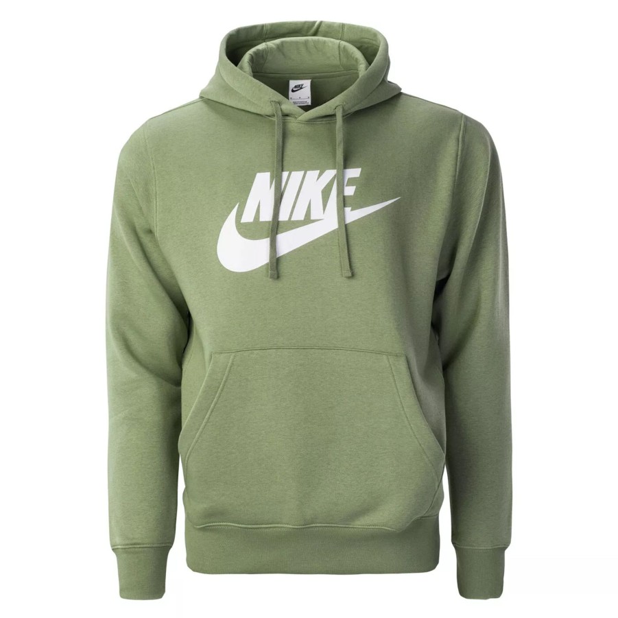 Bluzy Meskie NIKE | Meska Bluza Nike M Nsw Club Hoodie Po Bb Gx Bv2973-334 Oliwkowy