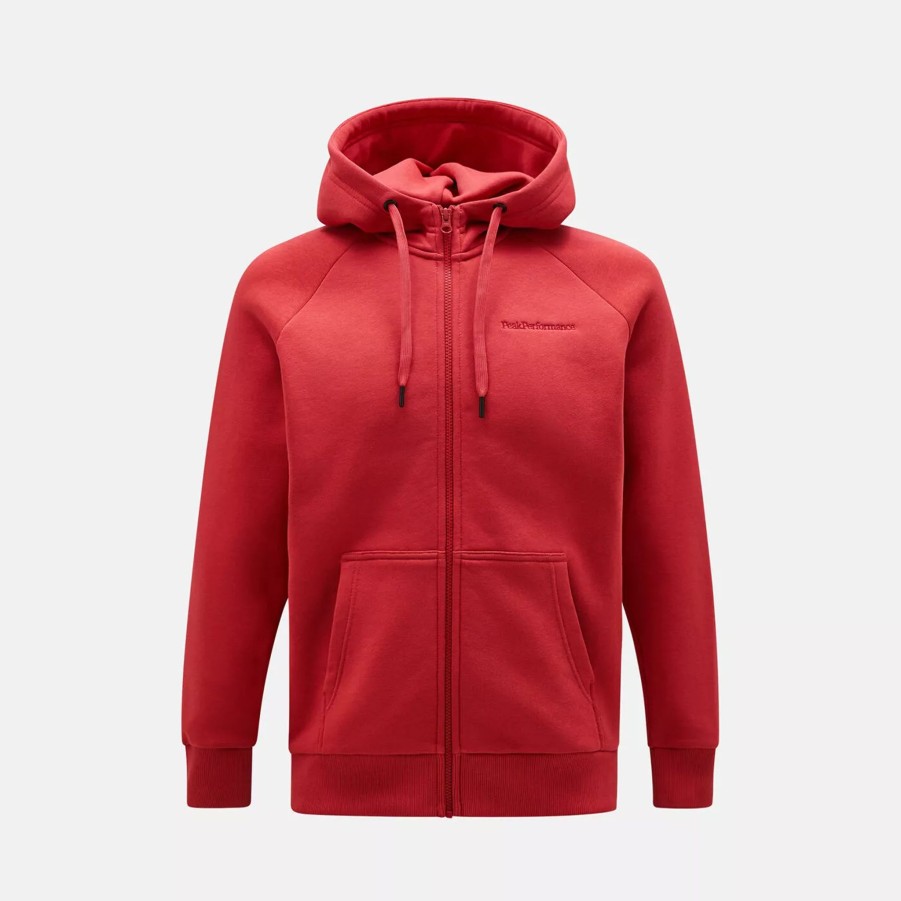 Bluzy Meskie PEAK PERFORMANCE | Meska Bluza Peak Performance M Original Small Logo Zip Hood G78777070_5Cm Bordowy