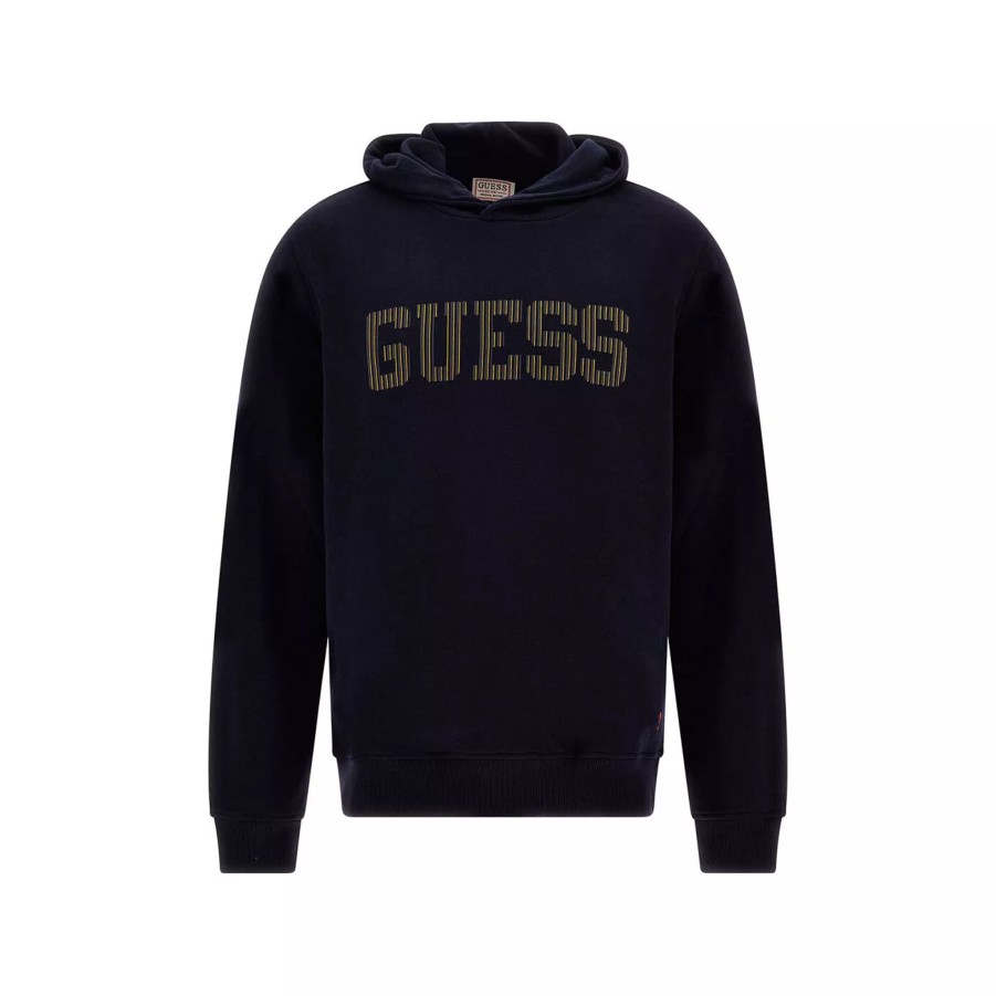 Bluzy Meskie GUESS | Meska Bluza Guess Beau Hoodie Fleece M3Rq36Kbk32-G7V2 Granatowy