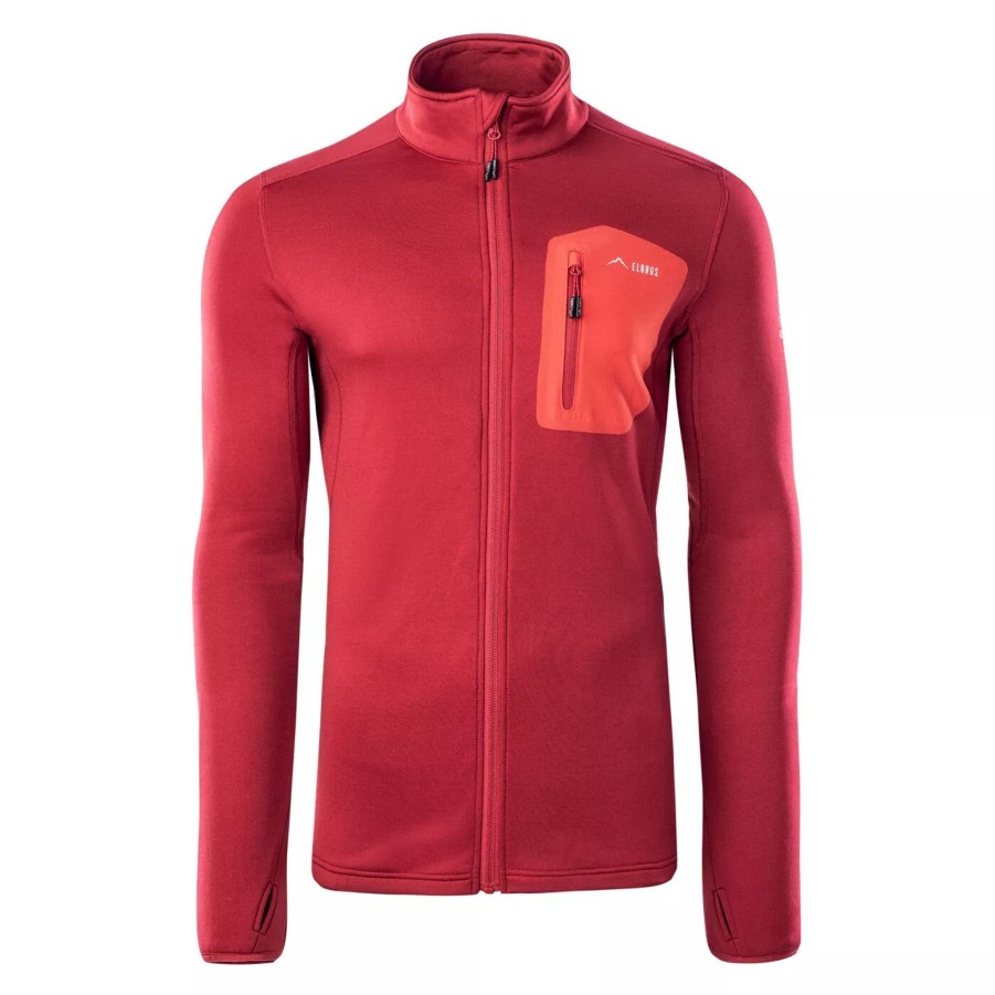 Bluzy Meskie ELBRUS | Meska Bluza Elbrus Emino Polartec M000141671 Czerwony