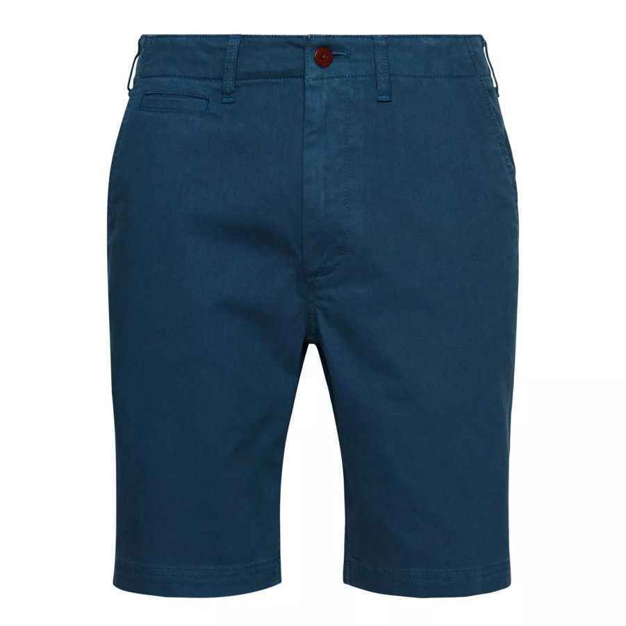 Krotkie Spodenki Meskie SUPERDRY | Meskie Spodenki Superdry Vintage Officer Chino Short M7110397A92N Niebieski