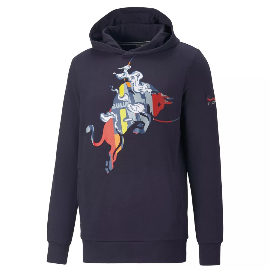 Bluzy Meskie PUMA | Meska Bluza Puma Rbr Dynamic Bull Logo Hoodie Night Sky 53499501 Granatowy