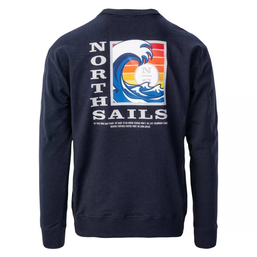 Bluzy Meskie NORTH SAILS | Meska Bluza North Sails Crewneck Sweatshirt With Graphic 691078-0802 Granatowy