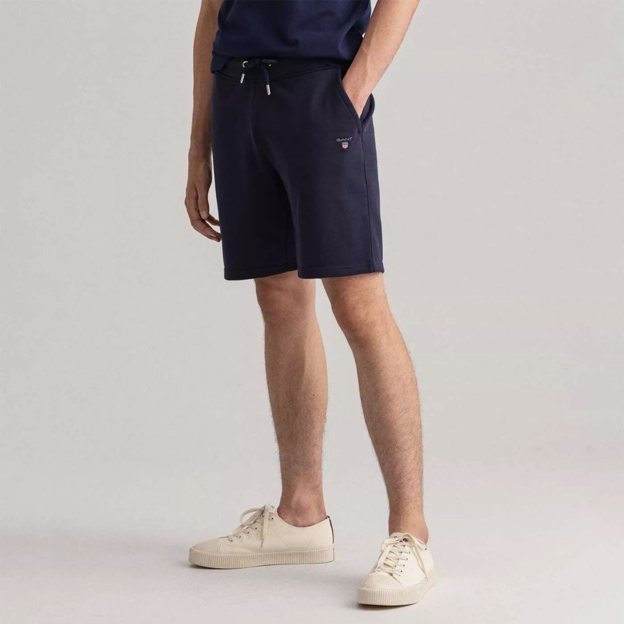 Krotkie Spodenki Meskie GANT | Meskie Spodenki Gant Original Sweat Shorts 2049008.433 Granatowy