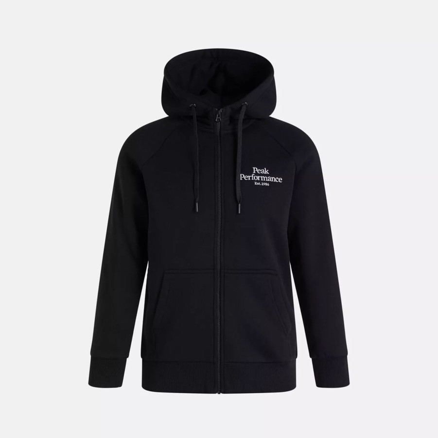 Bluzy Meskie PEAK PERFORMANCE | Meska Bluza Peak Performance Original Zip Hood G77751080_050 Czarny