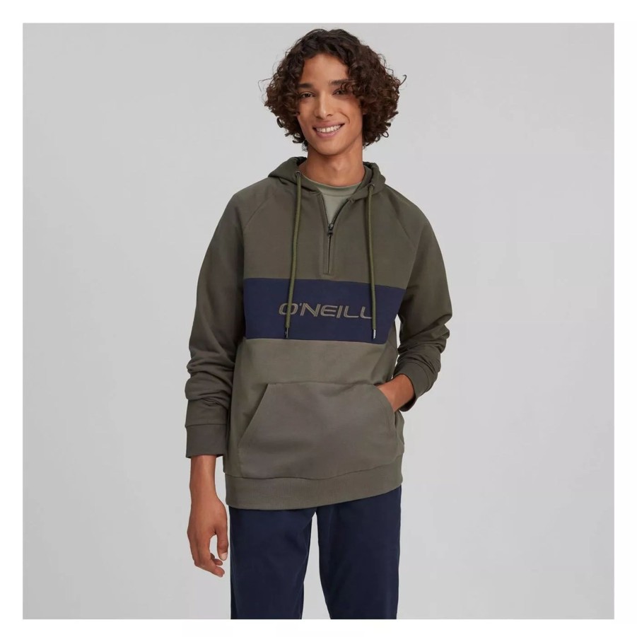 Bluzy Meskie O'NEILL | Meska Bluza O'Neill Blocked Anorak Hoody 1P1418-6058 Zielony