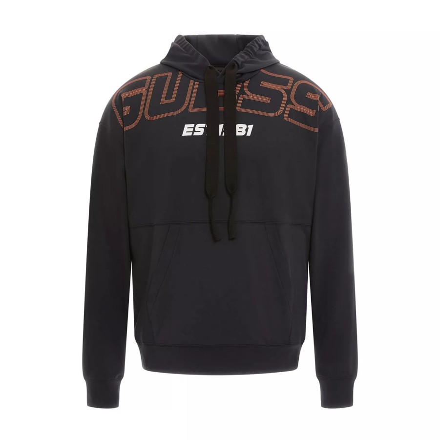 Bluzy Meskie GUESS | Meska Bluza Guess Hall Hoodie Sweatshirt Z3Yq14Ka5N0-Jblk Czarny