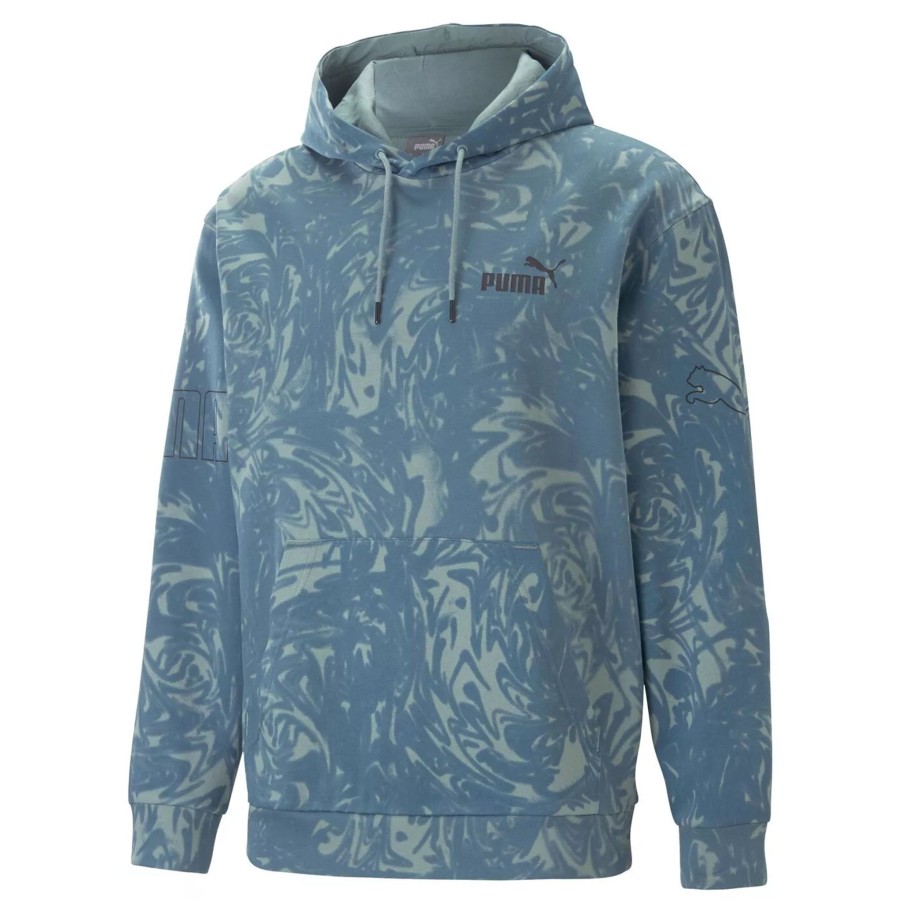 Bluzy Meskie PUMA | Meska Bluza Puma Puma Power Summer Aop Hoodie Tr 67339884 Zielony