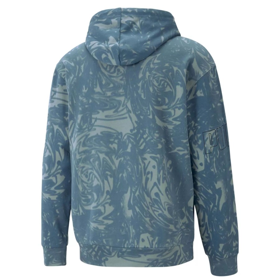 Bluzy Meskie PUMA | Meska Bluza Puma Puma Power Summer Aop Hoodie Tr 67339884 Zielony