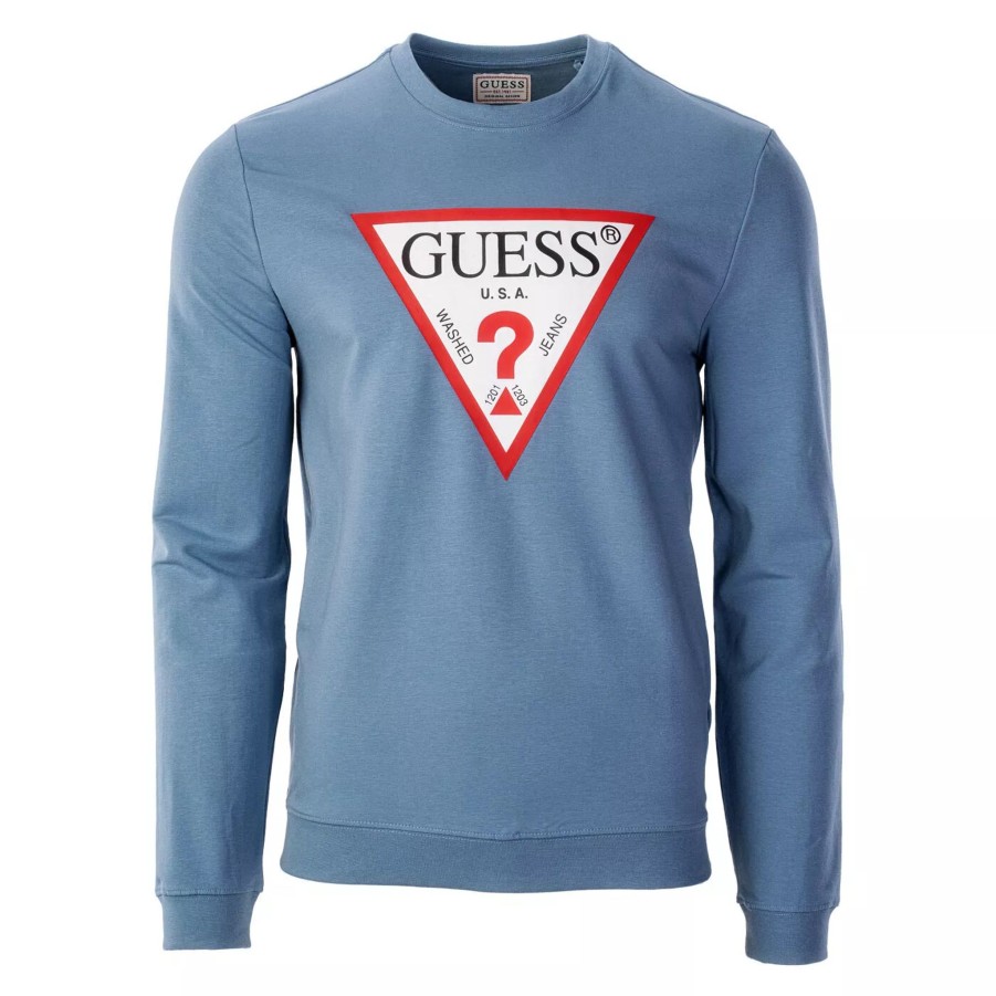 Bluzy Meskie GUESS | Meska Bluza Guess Audley Cn Fleece M2Yq37K6Zs1-G7Eh Niebieski