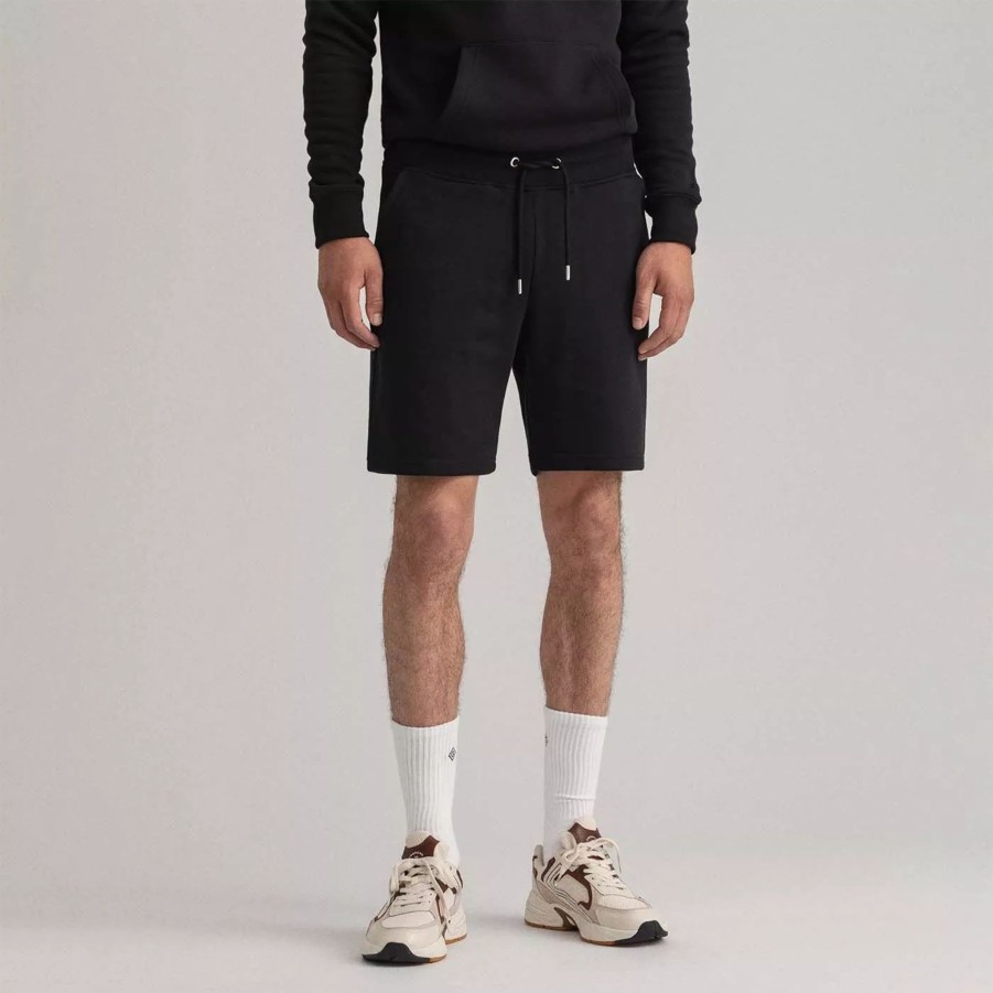 Krotkie Spodenki Meskie GANT | Meskie Spodenki Gant Original Sweat Shorts 2049008.5 Czarny