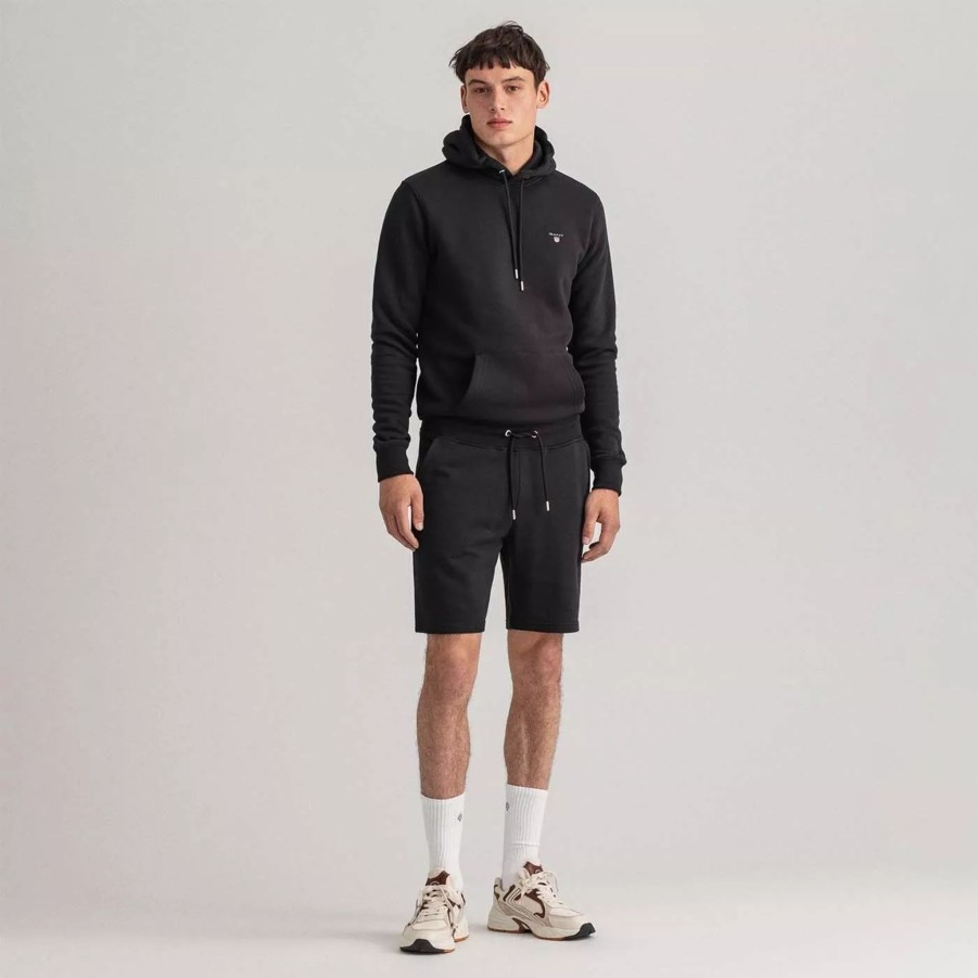 Krotkie Spodenki Meskie GANT | Meskie Spodenki Gant Original Sweat Shorts 2049008.5 Czarny