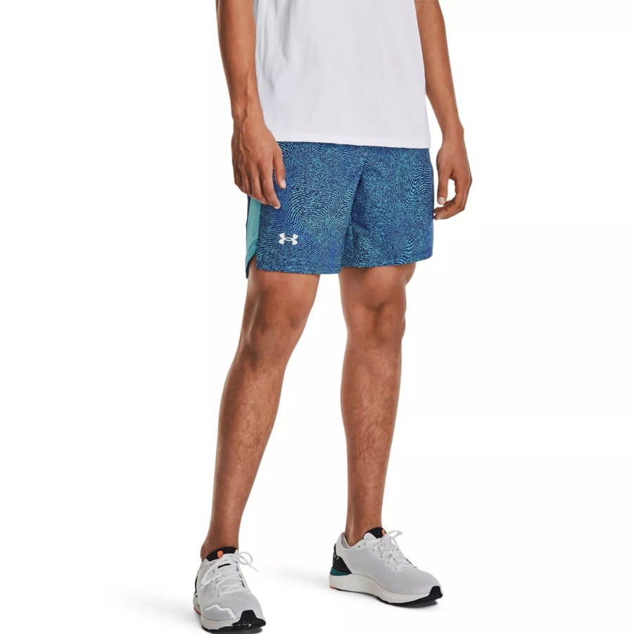 Krotkie Spodenki Meskie UNDER ARMOUR | Meskie Spodenki Under Armour Ua Launch 7'' Printed Short 1376582-433 Niebieski