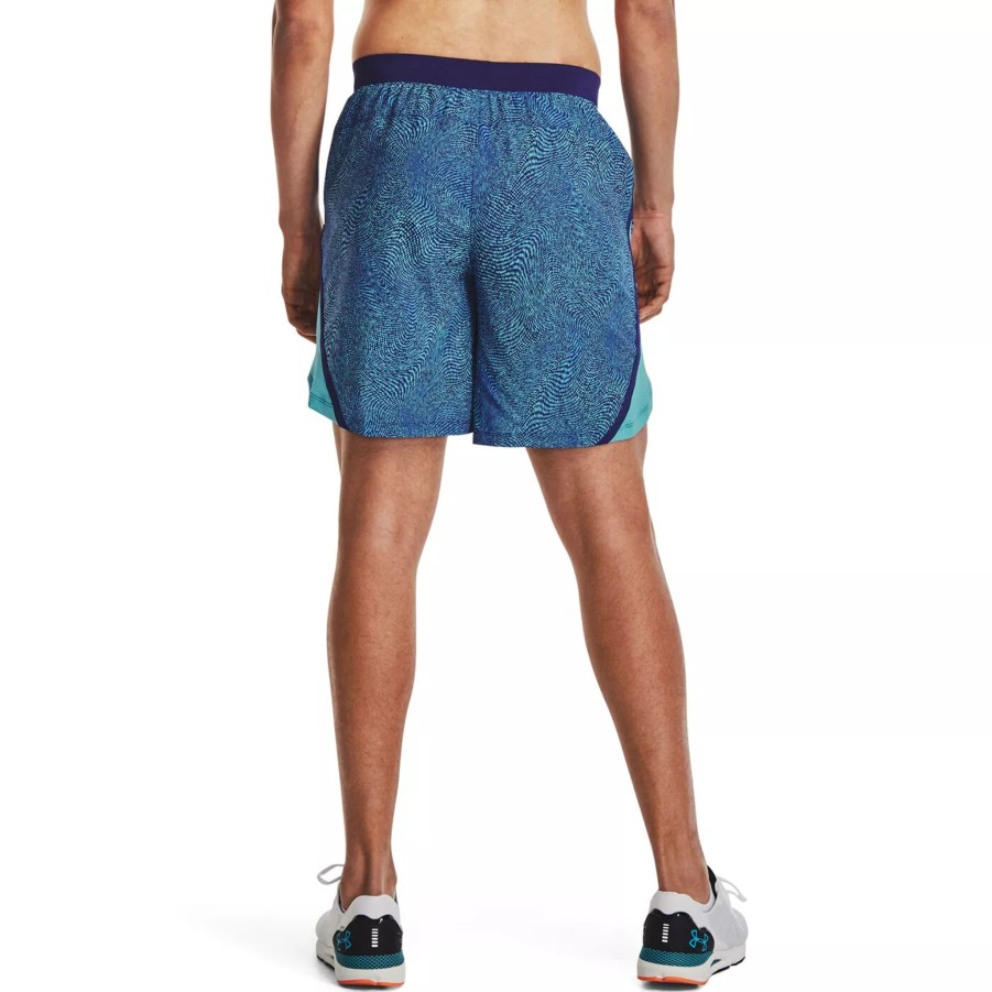 Krotkie Spodenki Meskie UNDER ARMOUR | Meskie Spodenki Under Armour Ua Launch 7'' Printed Short 1376582-433 Niebieski