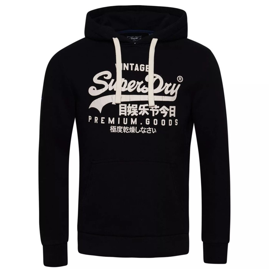 Bluzy Meskie SUPERDRY | Meska Bluza Superdry Vintage Logo Heritage Hood M2012063A02A Czarny