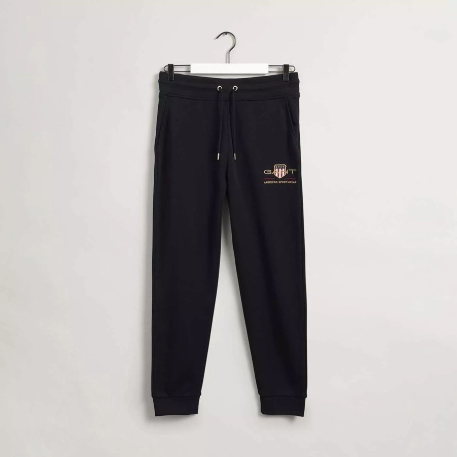 Spodnie Meskie GANT | Meskie Spodnie Gant Archive Shield Sweat Pants 2049005.5 Czarny