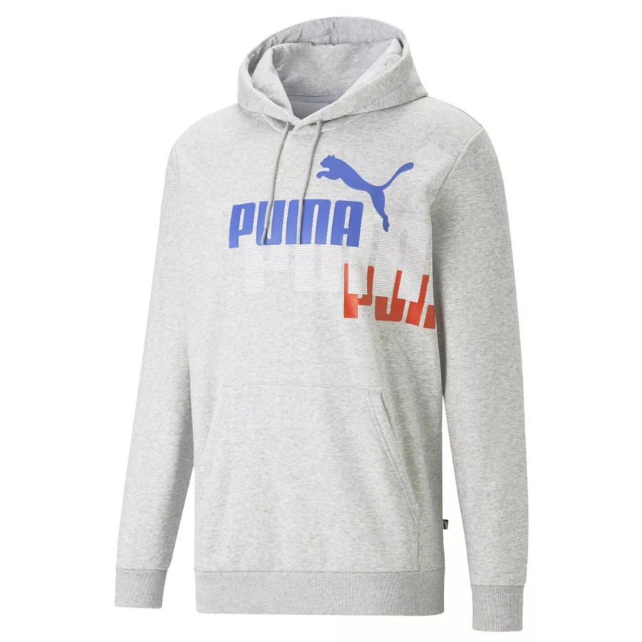 Bluzy Meskie PUMA | Meska Bluza Puma Ess+ Logo Power Hoodie Fl 67419804 Szary