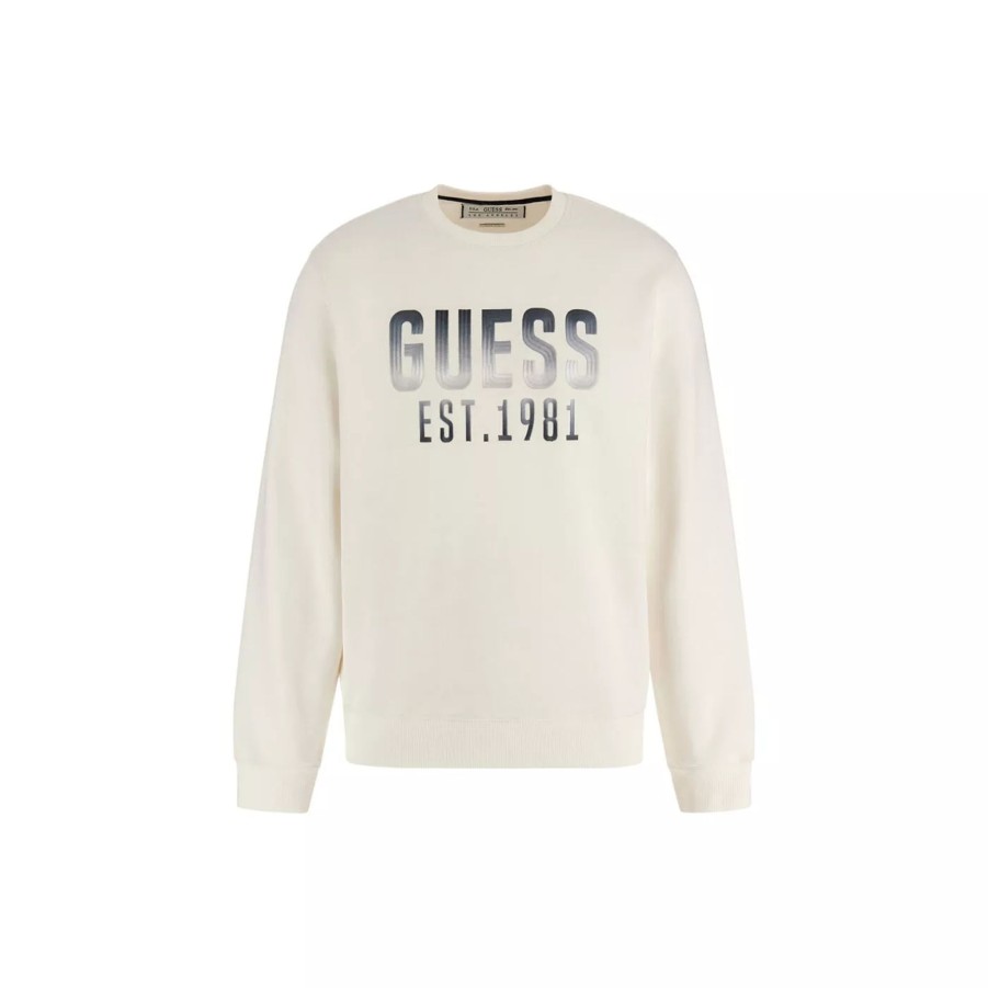 Bluzy Meskie GUESS | Meska Bluza Guess Beau Cn Sweatshirt M4Rq08Kbk32-G018 Bialy