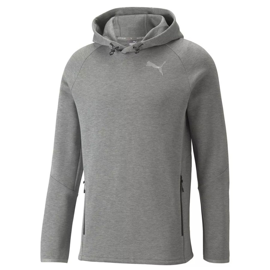 Bluzy Meskie PUMA | Meska Bluza Puma Evostripe Hoodie Medium Gray Heather 84740003 Szary