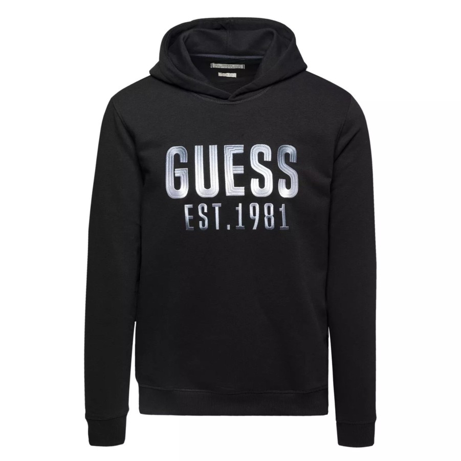 Bluzy Meskie GUESS | Meska Bluza Guess Beau Hoodie Sweatshirt M4Rq36Kbk32-Jblk Czarny