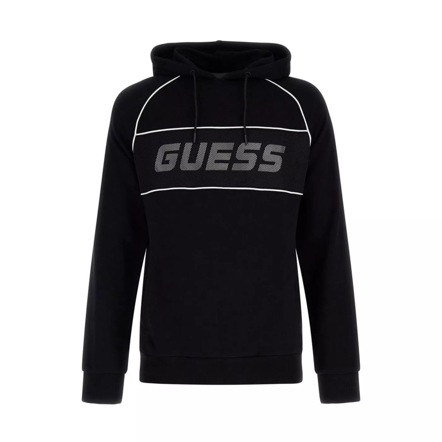 Bluzy Meskie GUESS | Meska Bluza Guess Lugh Hoodie Sweatshirt Z4Rq12Kbk32-Jblk Czarny