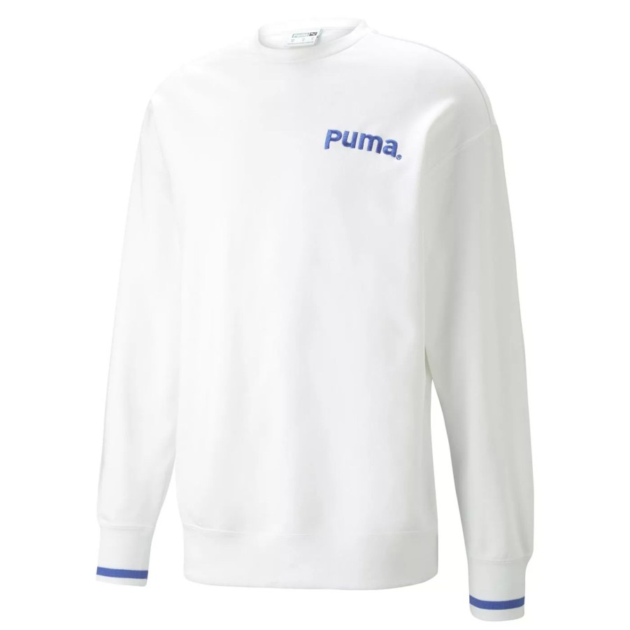 Bluzy Meskie PUMA | Meska Bluza Puma Puma Team Crew Tr 53969602 Bialy