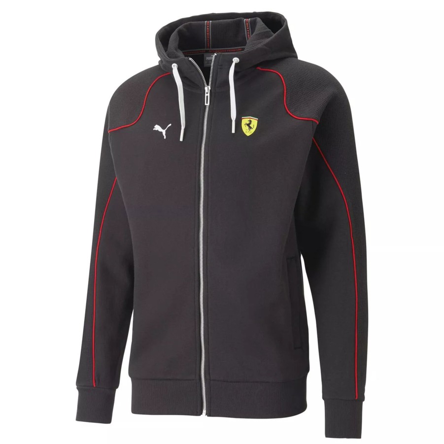 Bluzy Meskie PUMA | Meska Bluza Puma Ferrari Race Hooded Sweat Jacket 53816401 Czarny